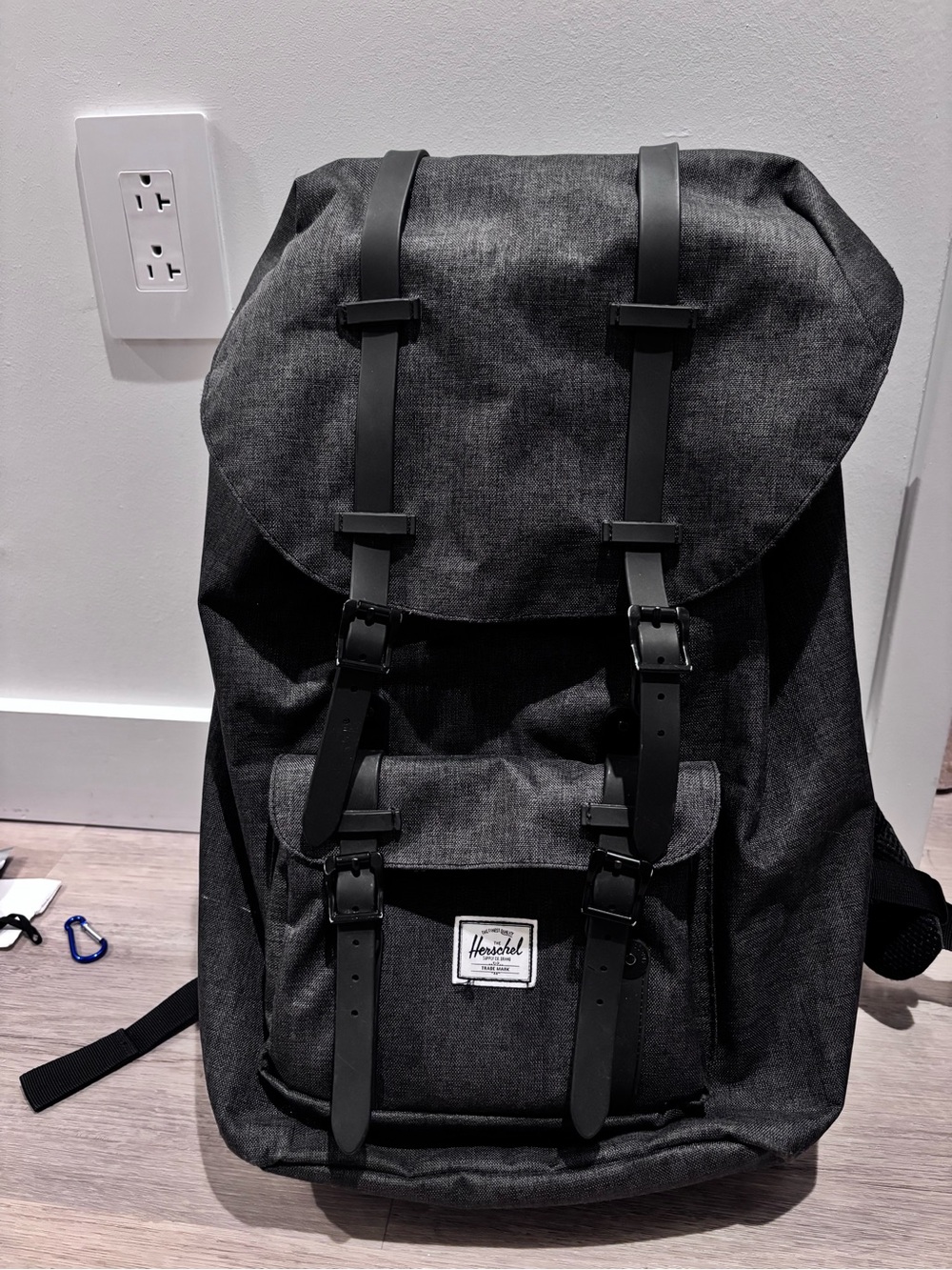 Herschel Supply Little American Dark Charcoal Backpack with Black Straps